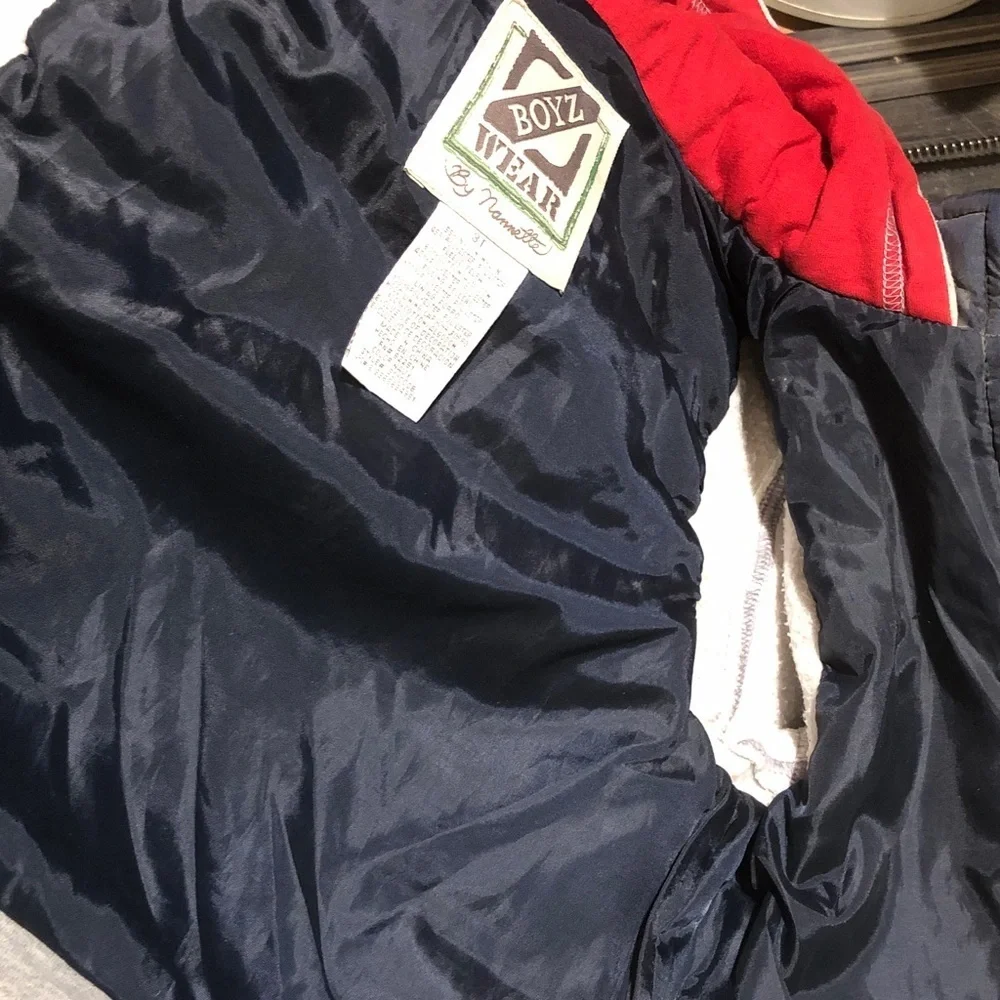 Guitar Rock & Roll Kids Puffer Jacket - Navy and Gray